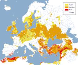 Map showing the Combined Drought Indicator for Europe in the period 1-10 April 2025